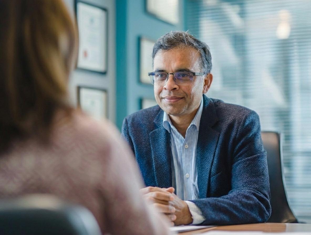 Mr Sumit Kar consulting with a patient
